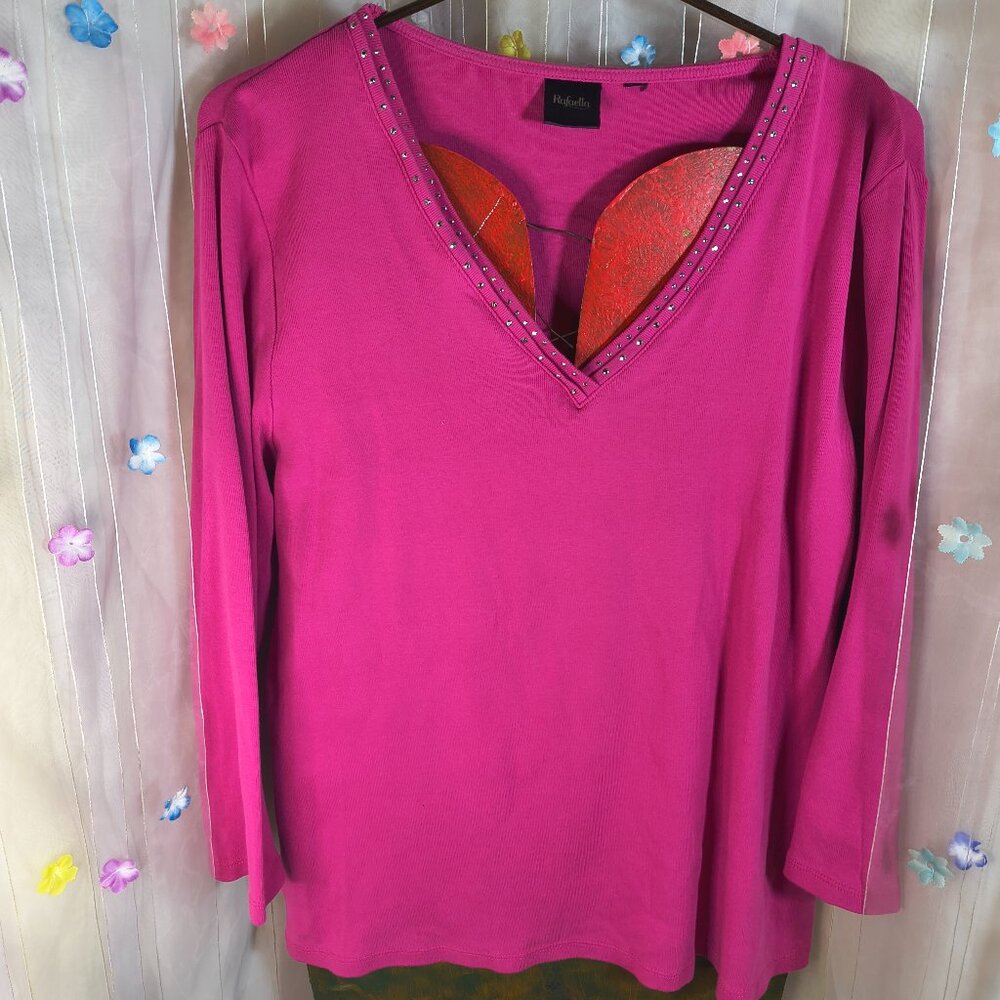 Rafaella Womens Blouse V neck Size Medium